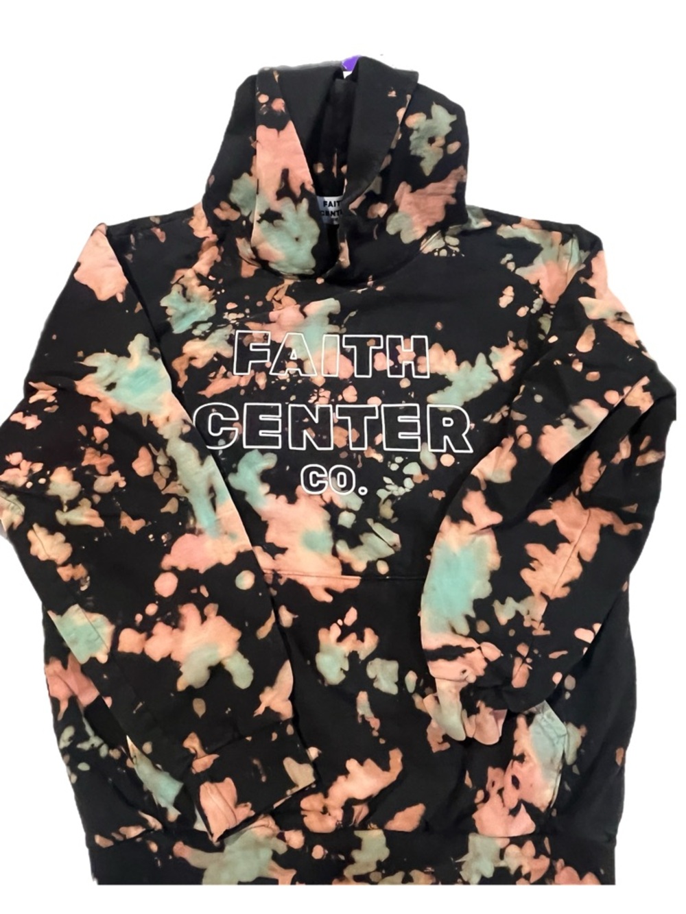 Women's Black and Peach Tie-Dye Hoodie